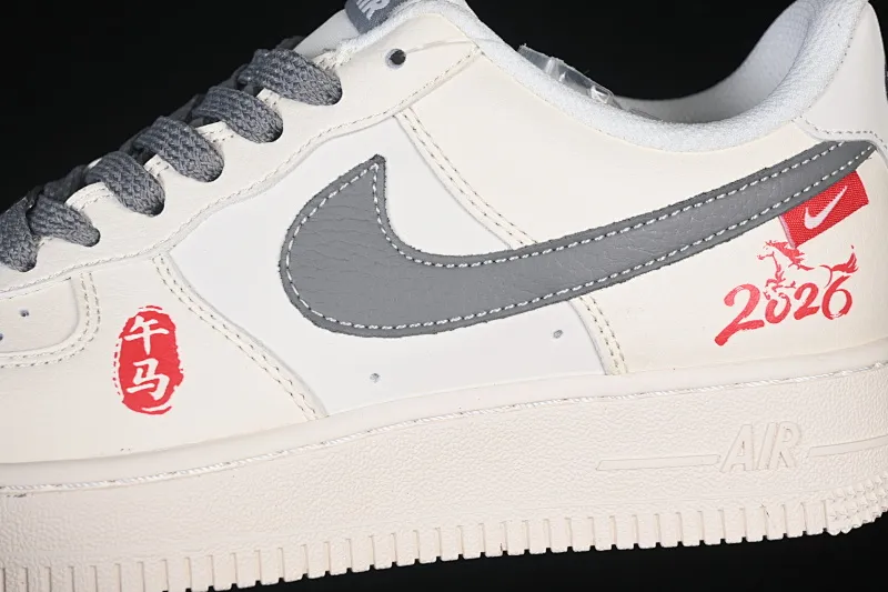 All categories Nk Air Force 1 Air Force series Nk Air Force 1 Low Air Force low-top Nike Air Force 1'07 Low Year of the Horse limited edition Wu Ma rice gray red Air Force 1 low-top casual sneakers MZ9588-822